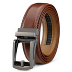 Ceinture en cuir à cliquet pour homme avec fermeture à pression, coloris Brun