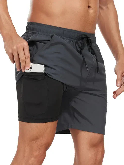 Short de bain athlétique à séchage rapide pour hommes, coloris Gris foncé