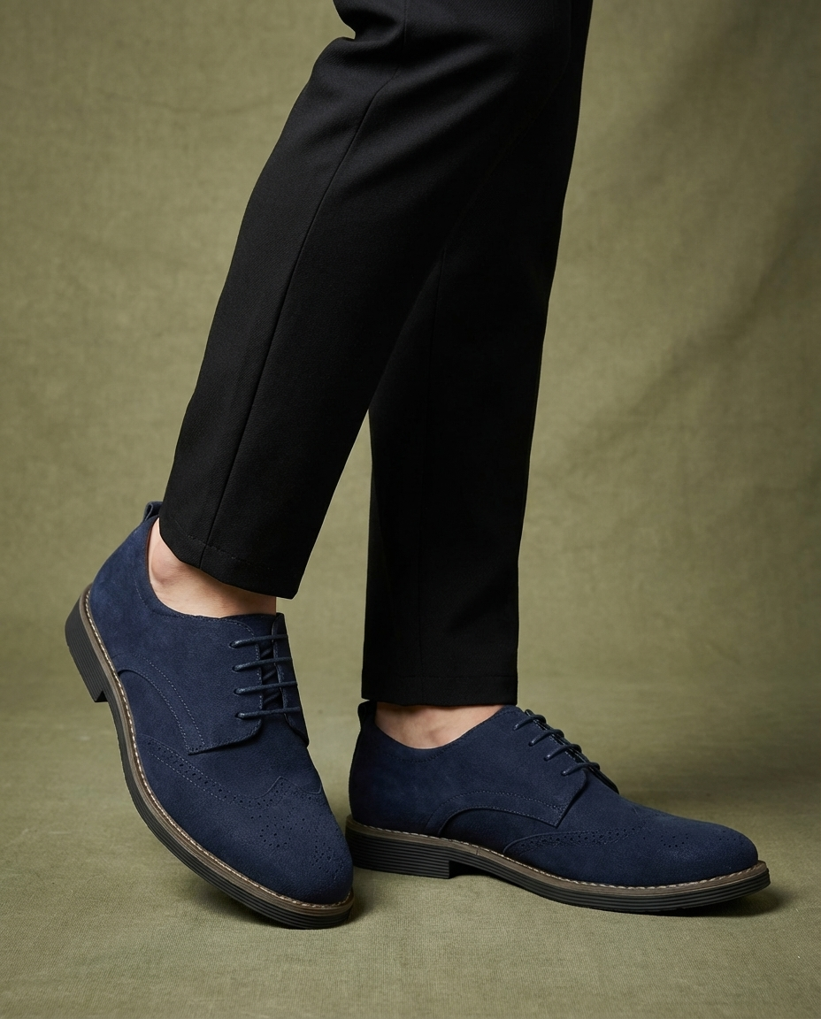 Derbies homme perforées, coloris Bleu