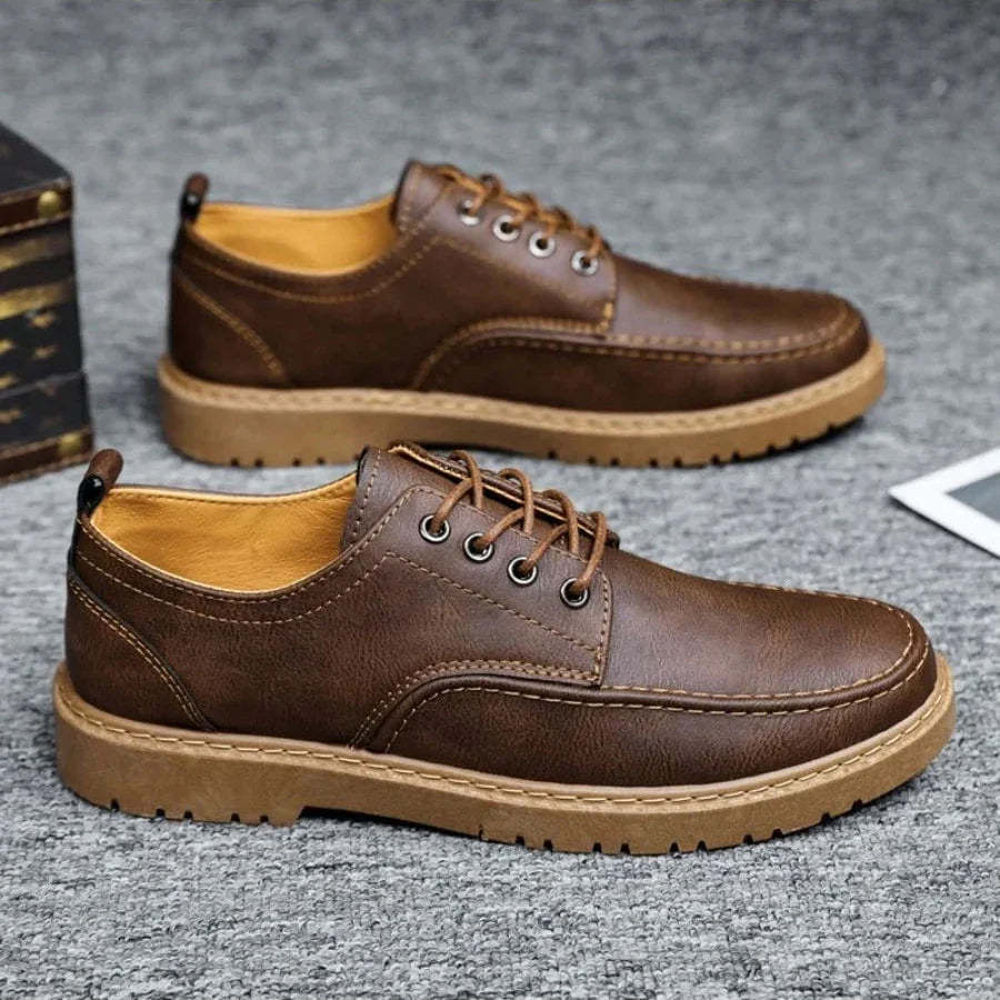 Derbies homme surpiqués, coloris Marron