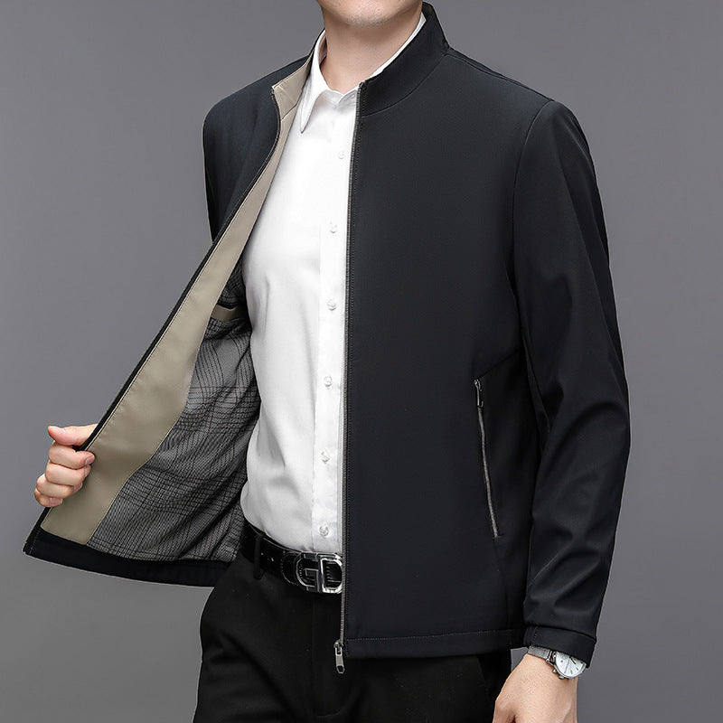 Veste homme à col montant et poches latérales, coloris Noir