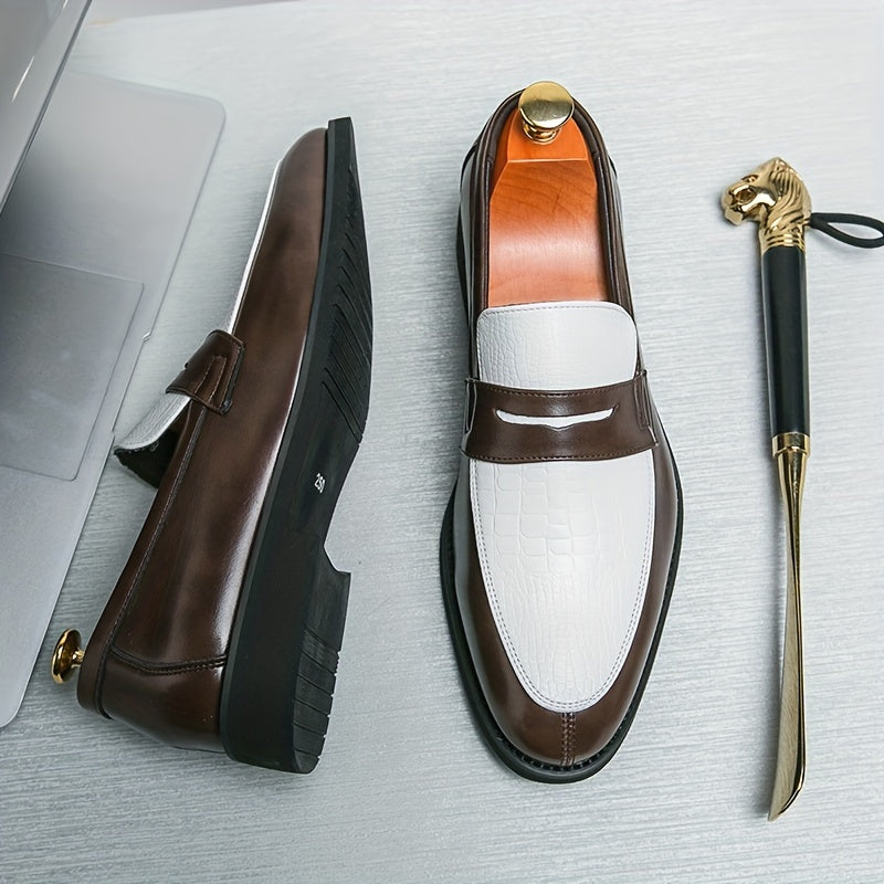 Mocassins homme bicolores texturés, coloris Marron