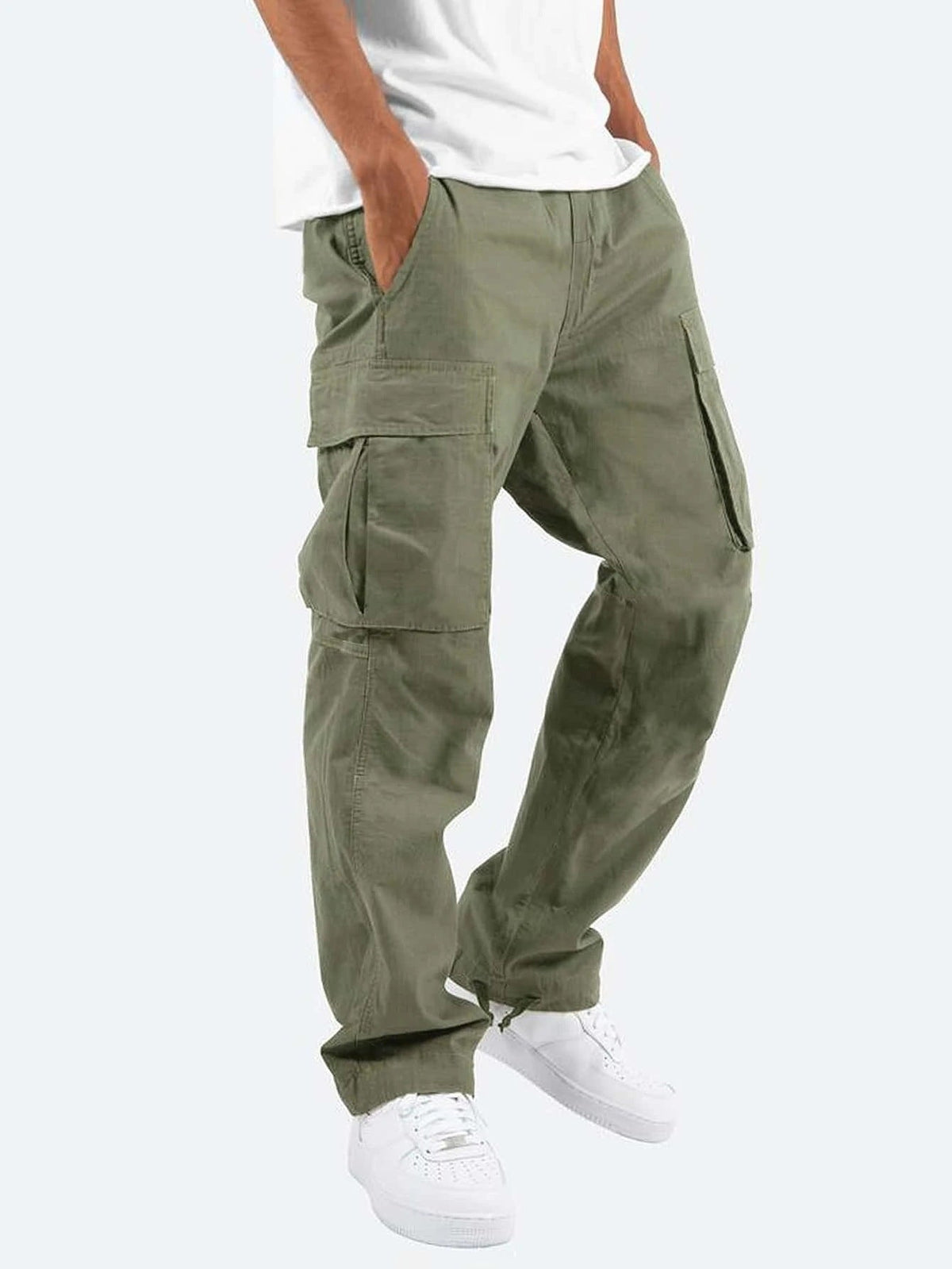 Pantalon Cargo Homme Coupe Ample à Jambes Larges, coloris Vert