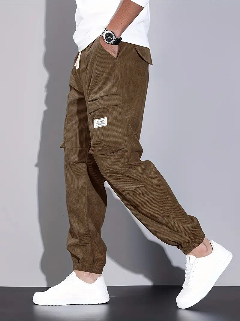 Pantalon Cargo Ajusté pour Homme, coloris Café