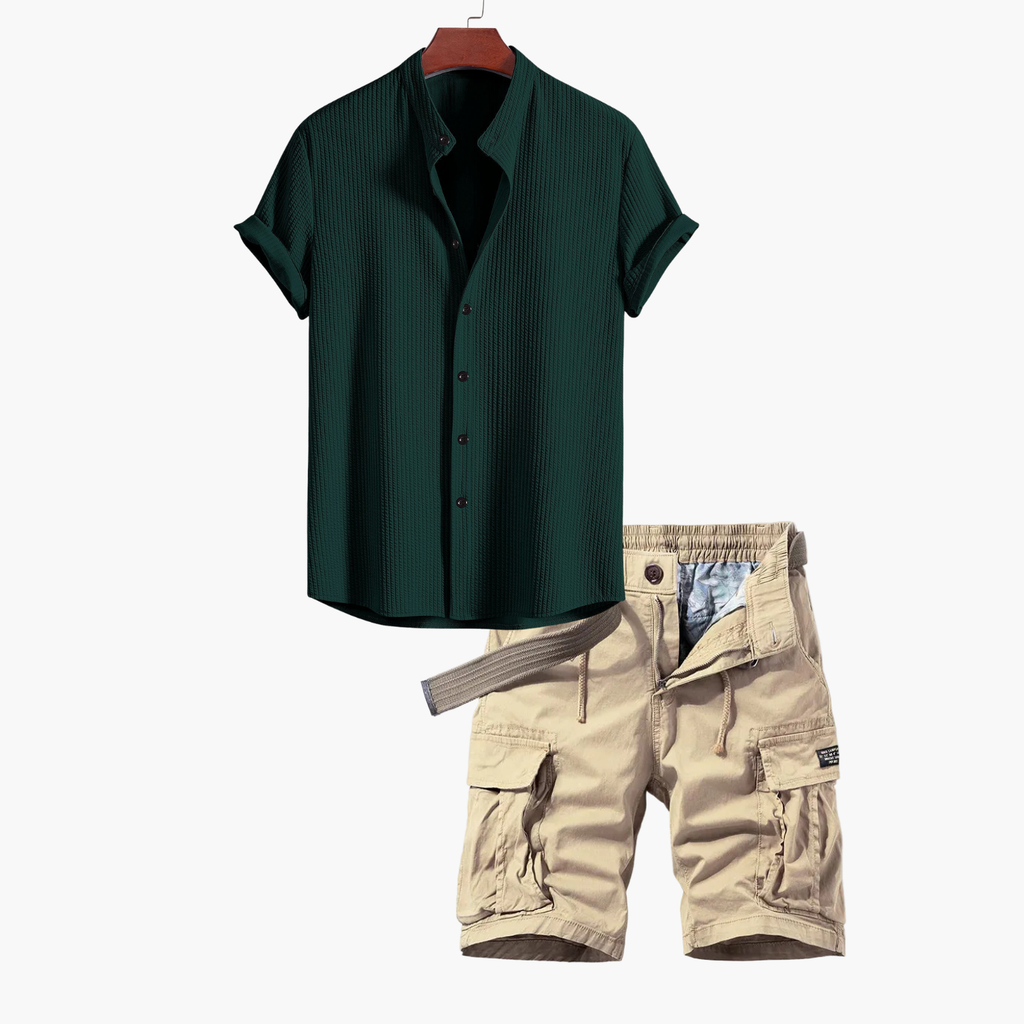 Ensemble Chemise et Cargo pour Hommes, coloris Vert fonce