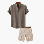 Ensemble chemise et short homme, coloris Kaki