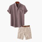 Ensemble chemise et short homme, coloris Rouge