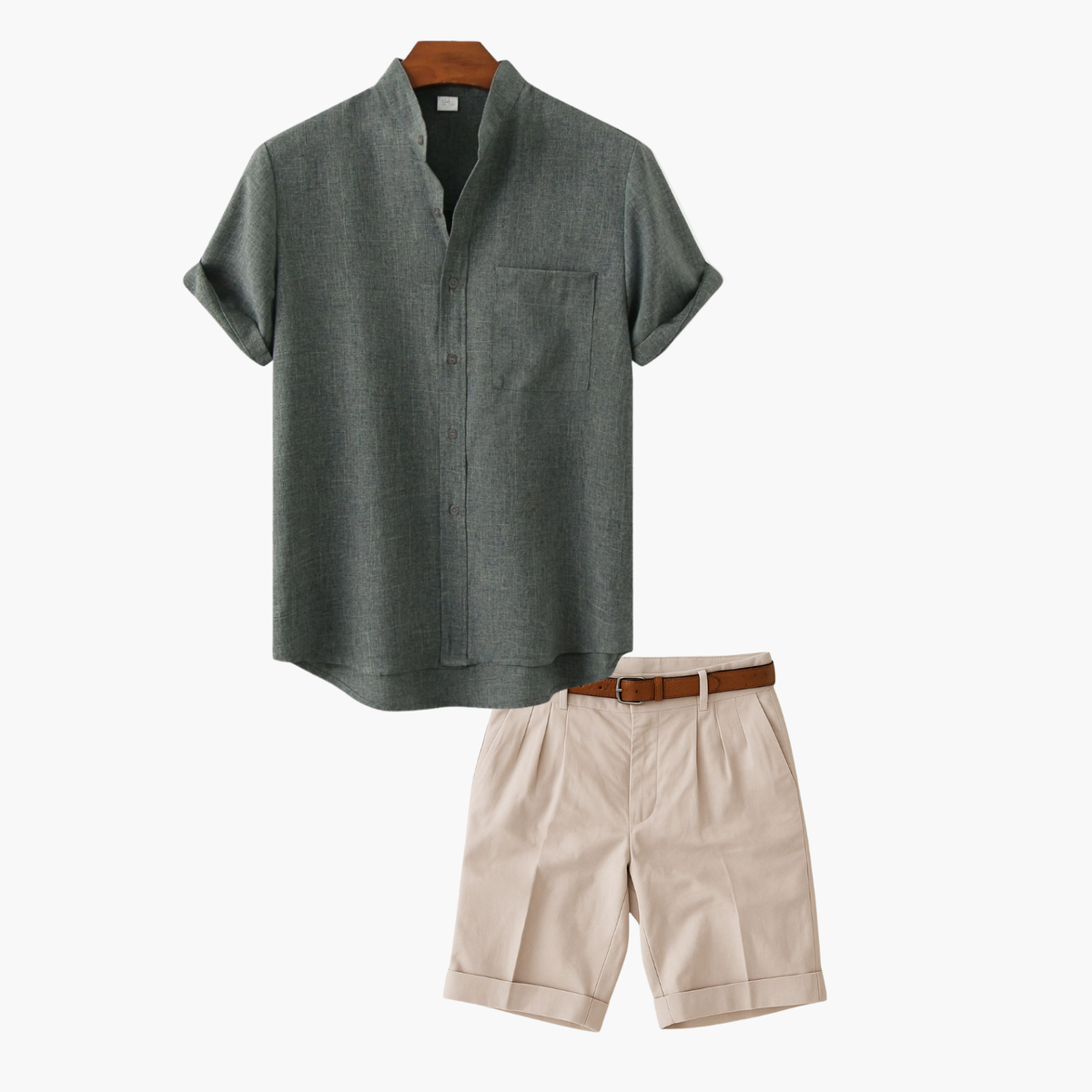 Ensemble chemise et short homme, coloris Vert fonce