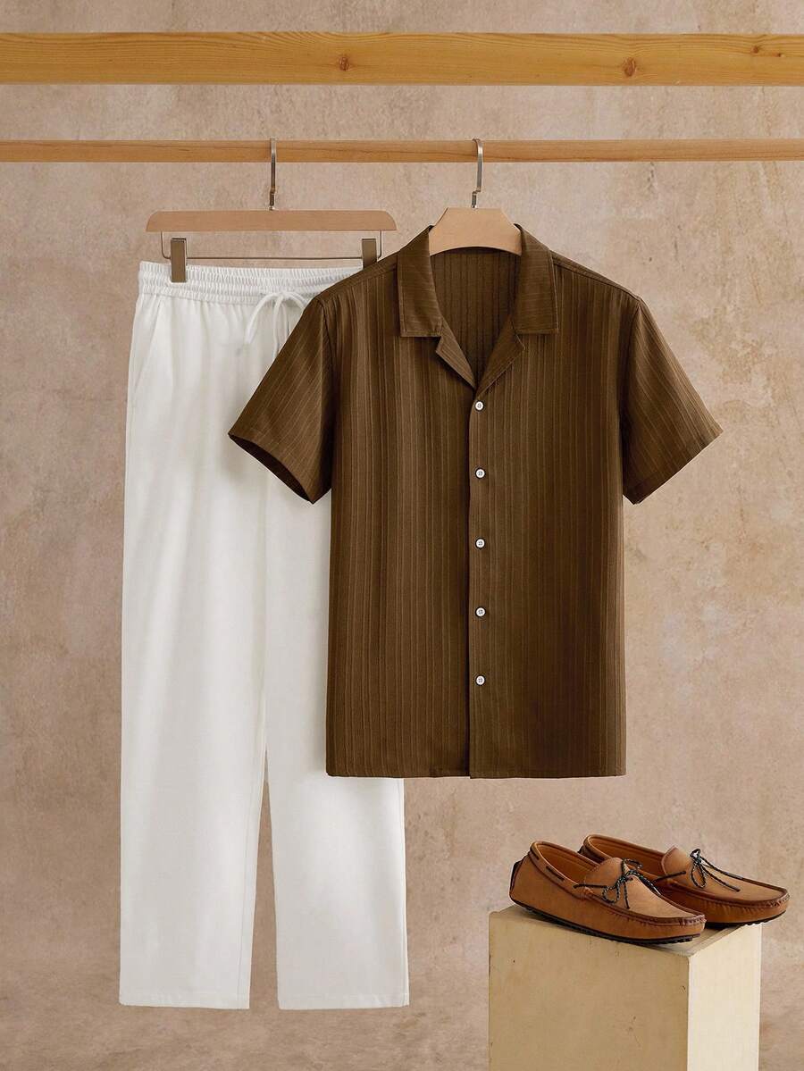 Ensemble Chemise Texturée pour Hommes, coloris Marron