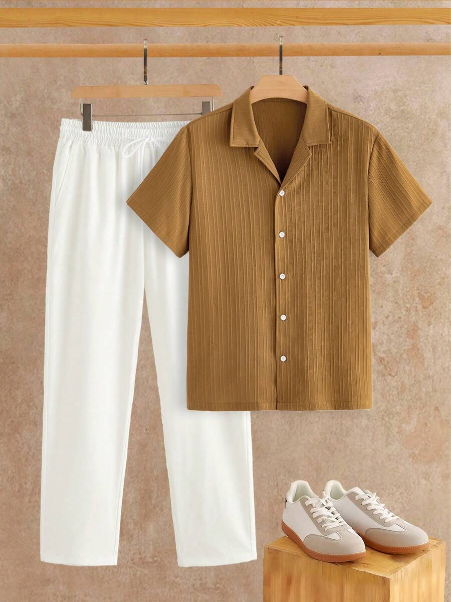 Ensemble Chemise Texturée pour Hommes, coloris Marron clair