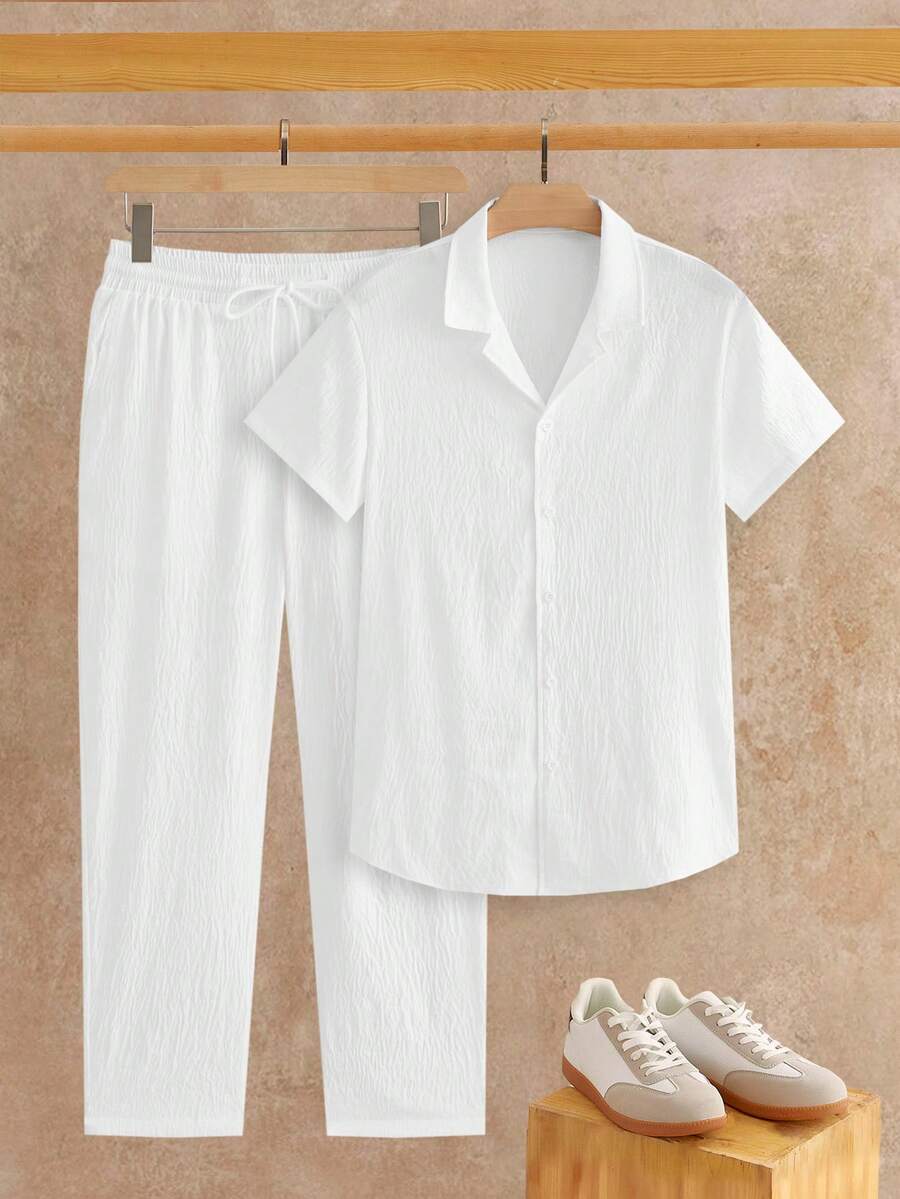 Ensemble Chemise Texturée pour Hommes, coloris Blanc