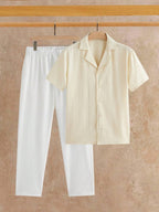 Ensemble Chemise Texturée pour Hommes, coloris Crème