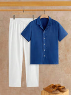 Ensemble Chemise Texturée pour Hommes, coloris Bleu