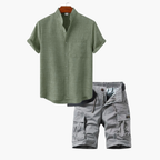 Ensemble homme chemise boutonnée cargo, coloris Vert