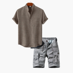 Ensemble homme chemise boutonnée cargo, coloris Kaki