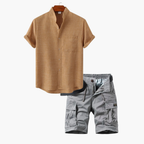 Ensemble homme chemise boutonnée cargo, coloris Marron