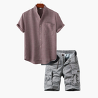 Ensemble homme chemise boutonnée cargo, coloris Rouge