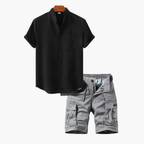 Ensemble homme chemise boutonnée cargo, coloris Noir