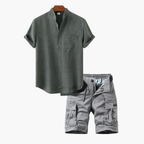 Ensemble homme chemise boutonnée cargo, coloris Vert fonce