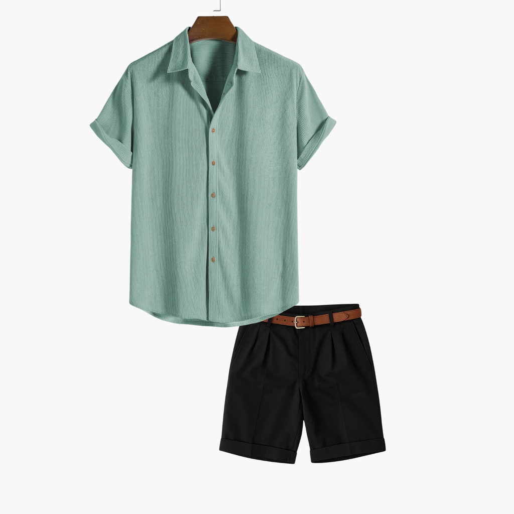Ensemble homme chemise et short, coloris Vert