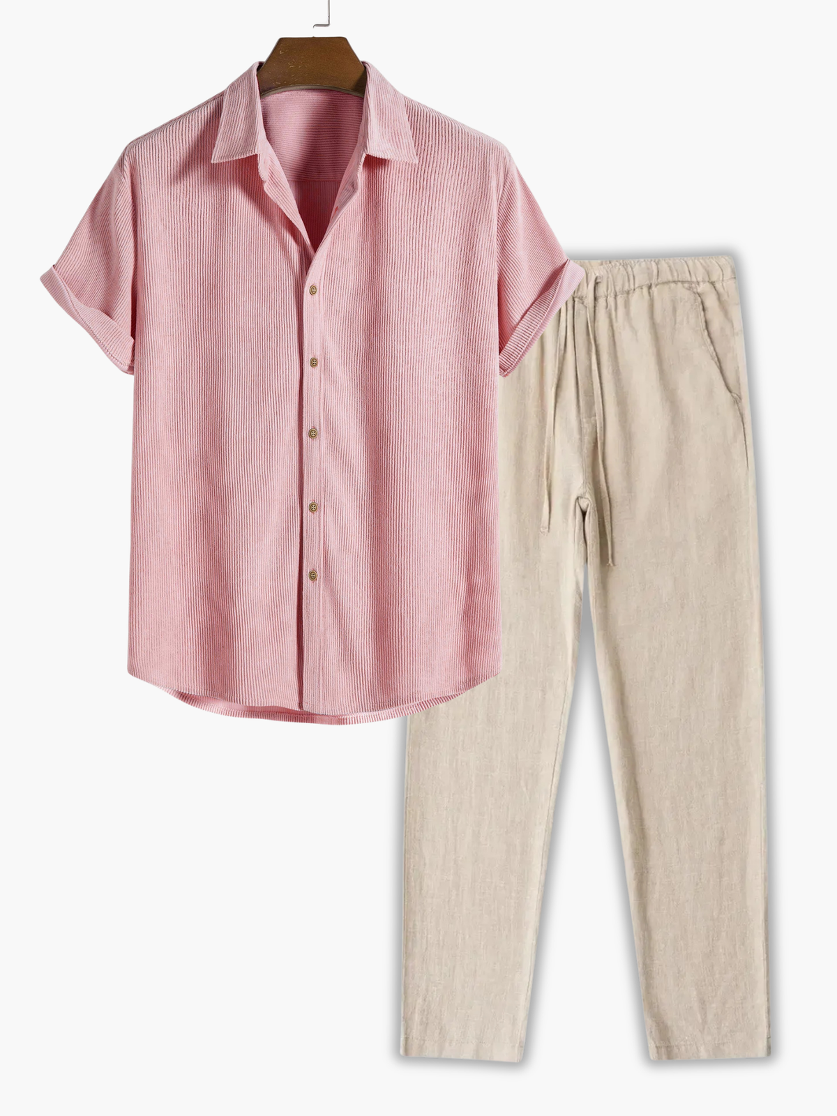 Ensemble homme chemise rayée, coloris Rose