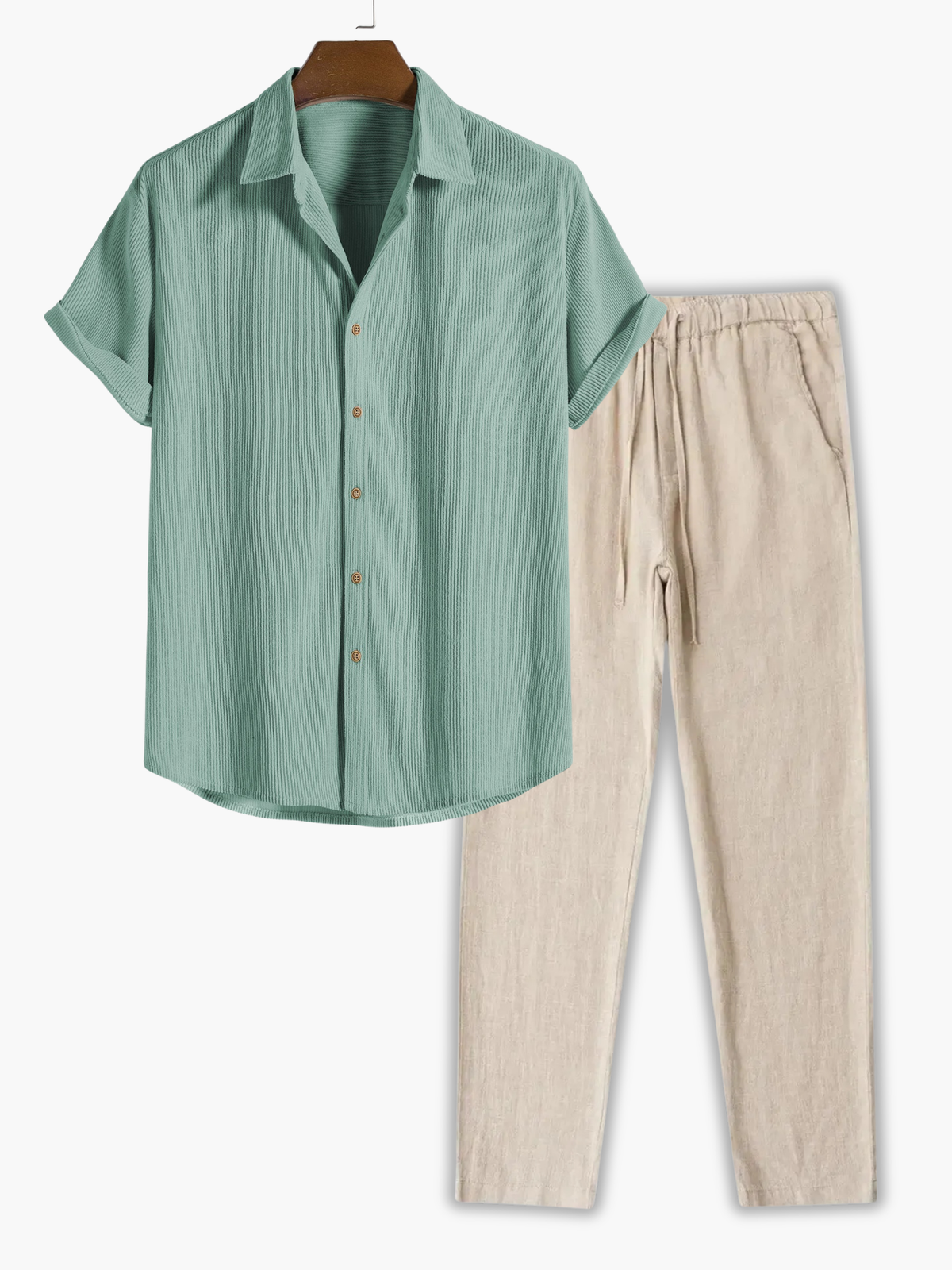 Ensemble homme chemise rayée, coloris Vert