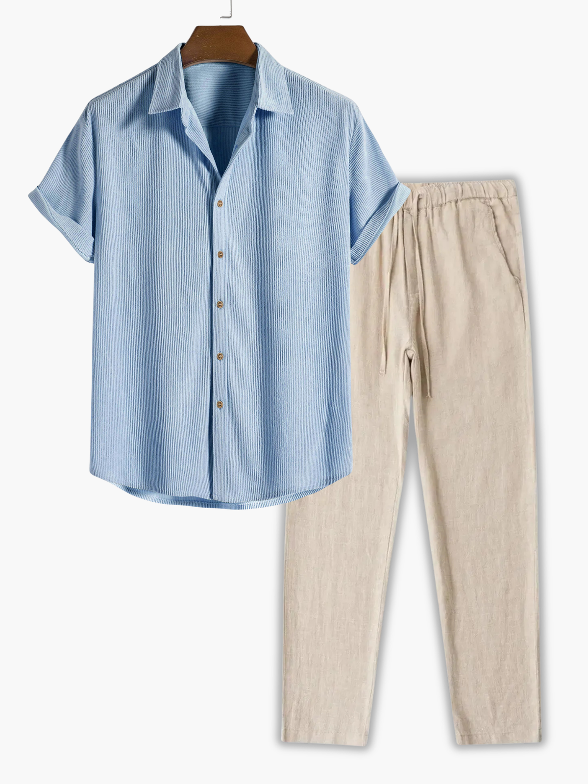 Ensemble homme chemise rayée, coloris Bleu clair