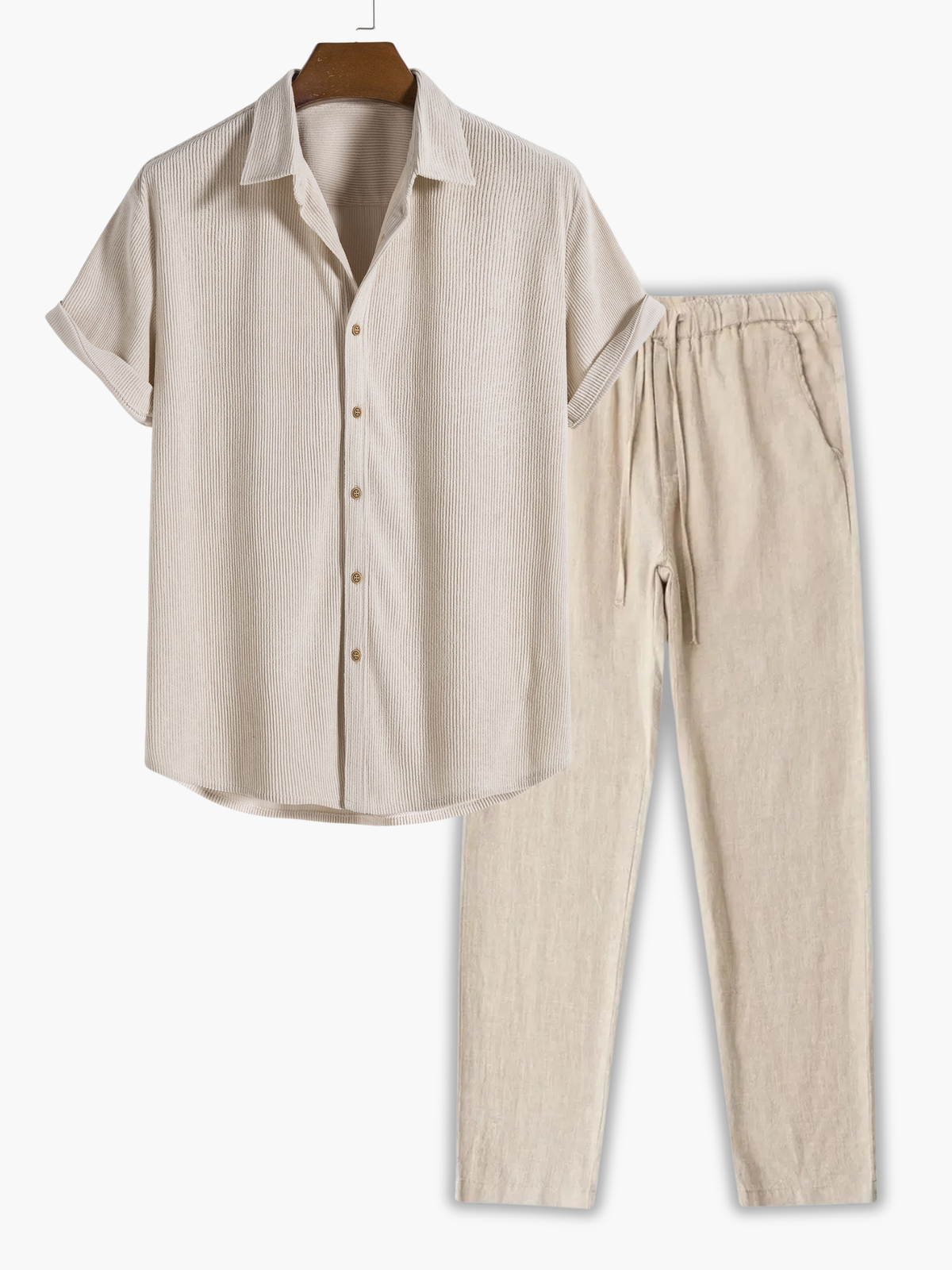 Ensemble homme chemise rayée, coloris Beige
