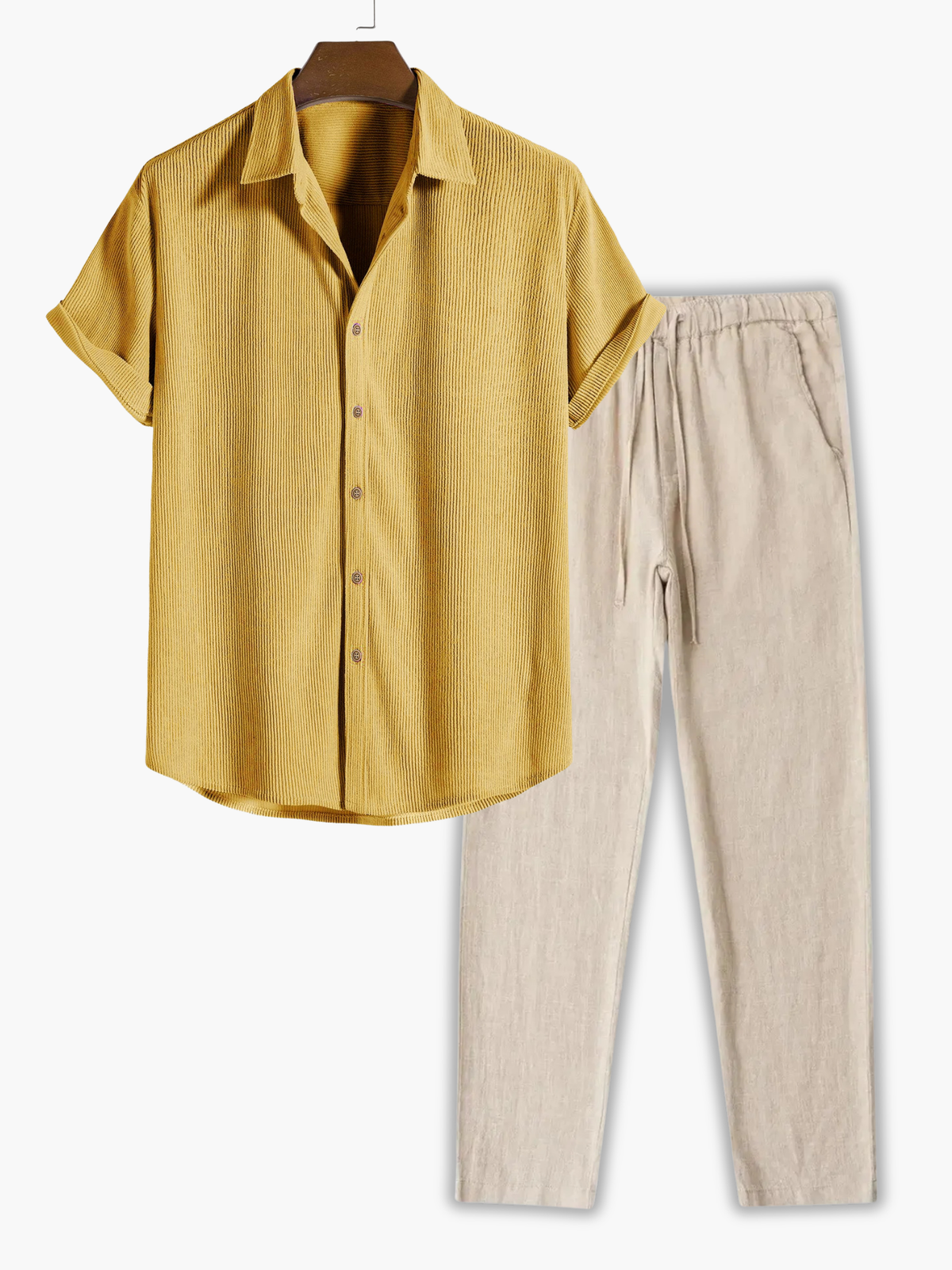 Ensemble homme chemise rayée, coloris Jaune