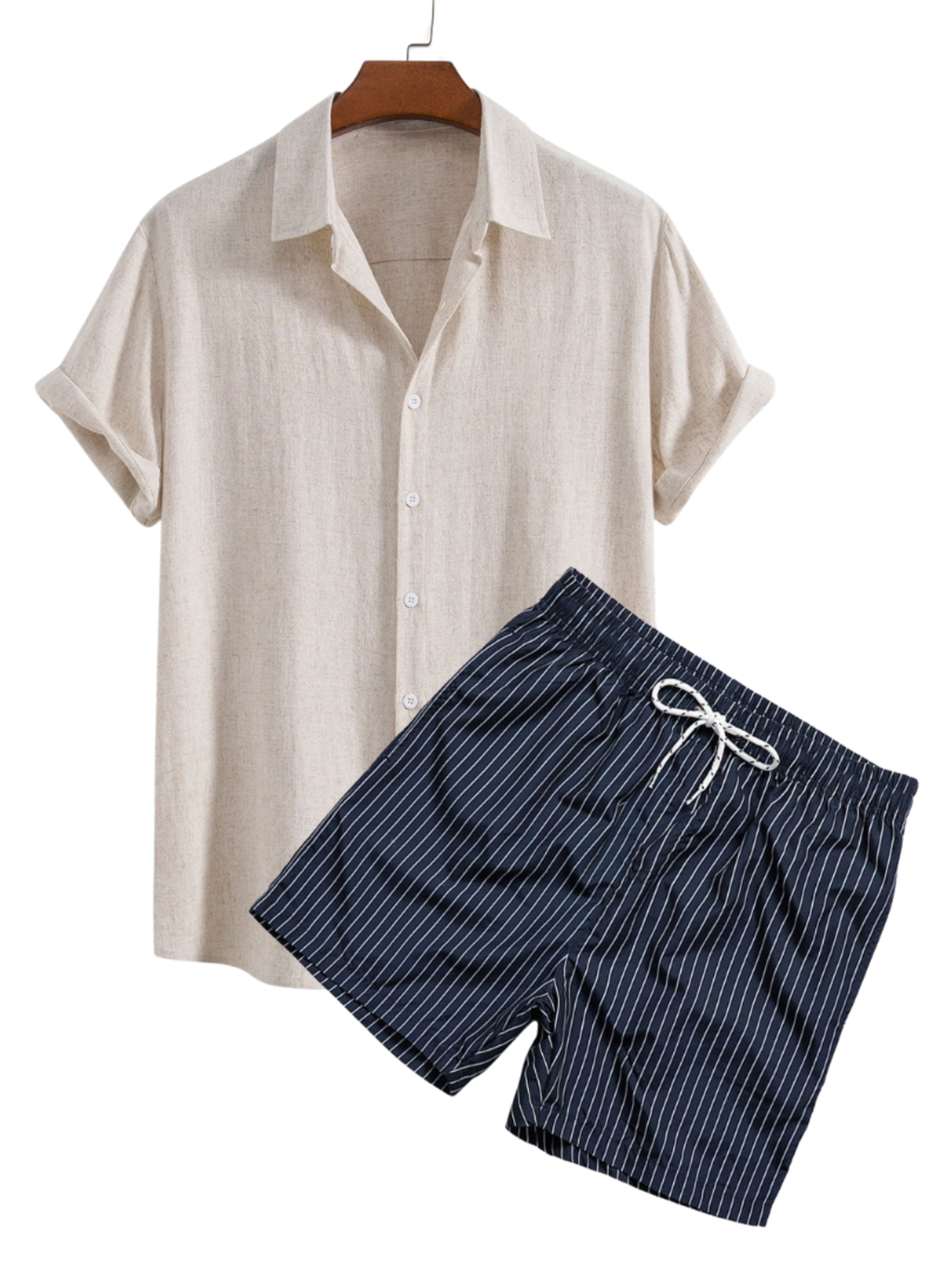 Ensemble homme chemise short, coloris Beige