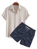 Ensemble homme chemise short, coloris Beige