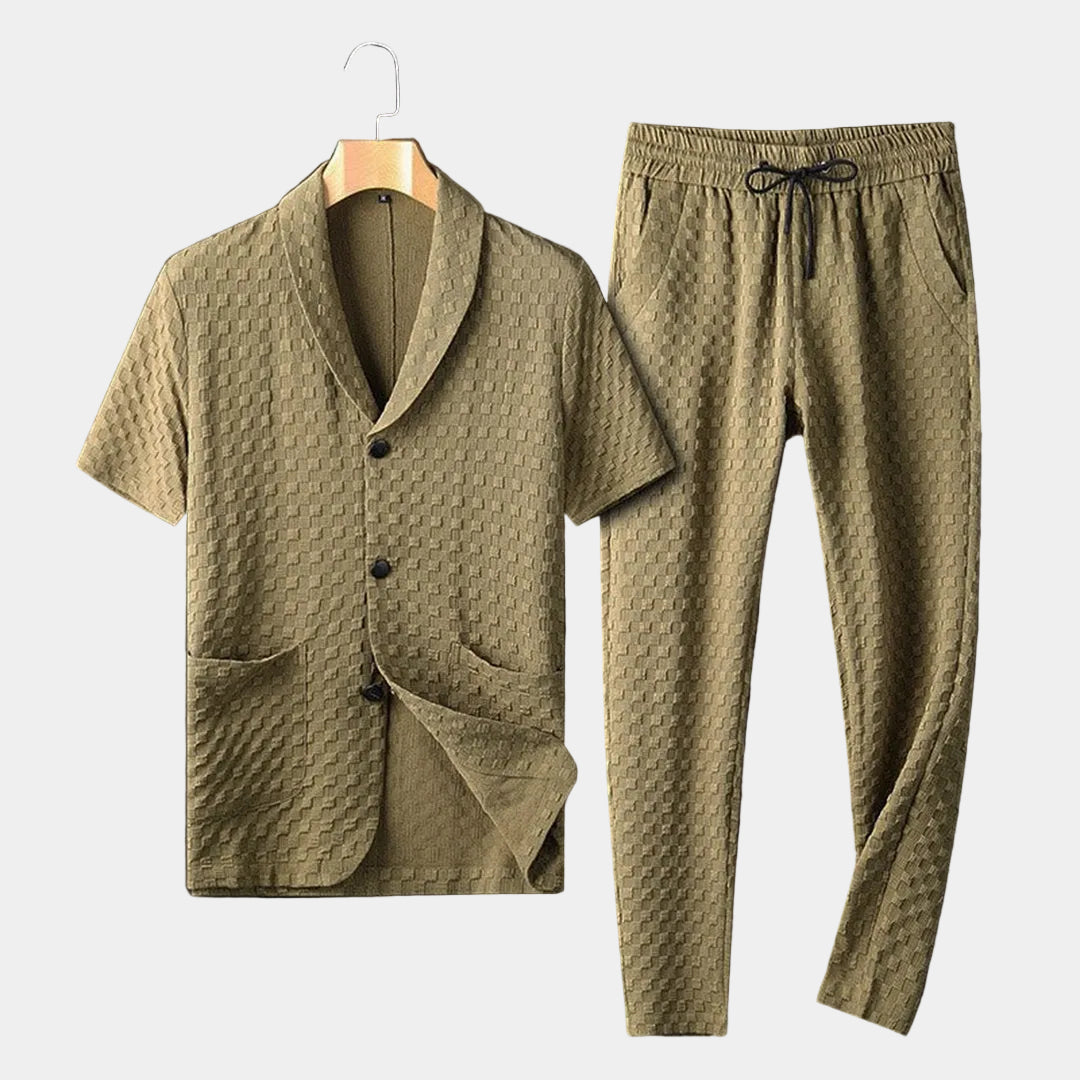 Ensemble homme col châle, coloris Kaki