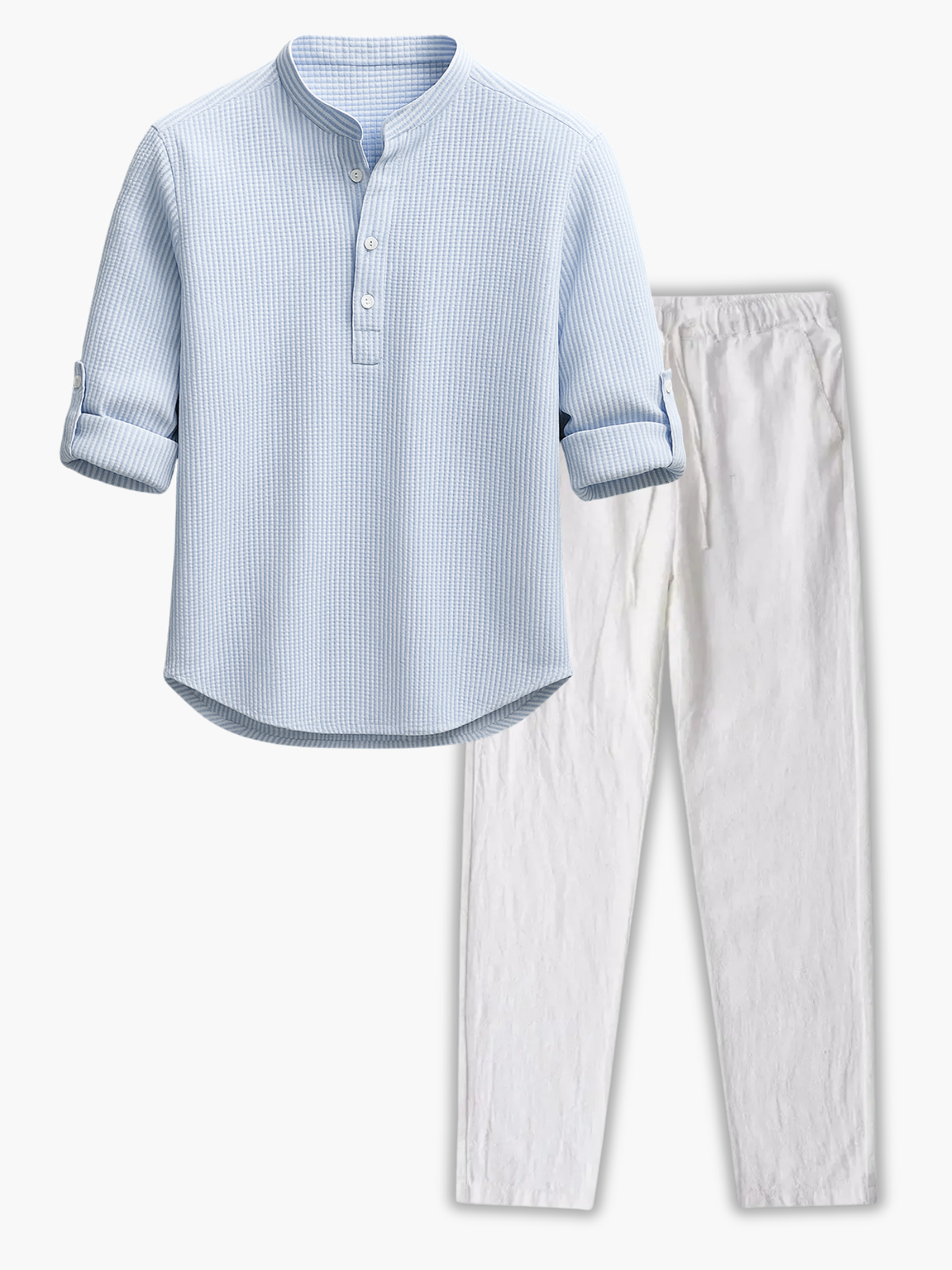 Ensemble homme col mao et pantalon, coloris Bleu clair