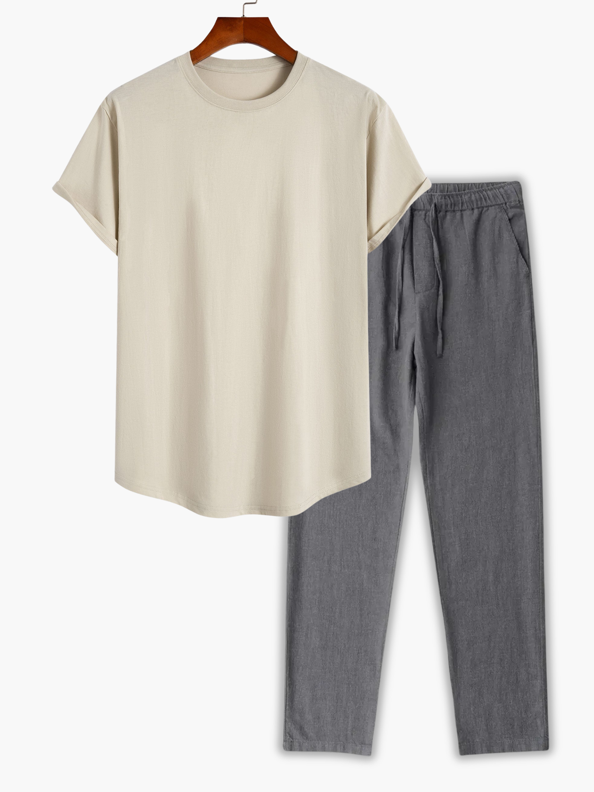 Ensemble homme col rond, coloris Beige