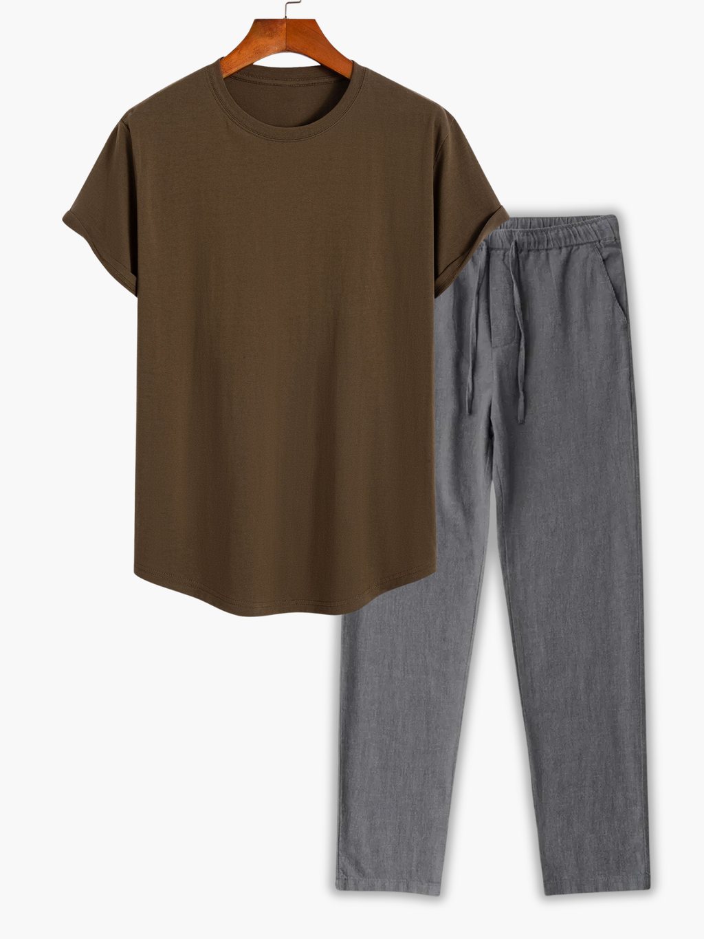 Ensemble homme col rond, coloris Marron