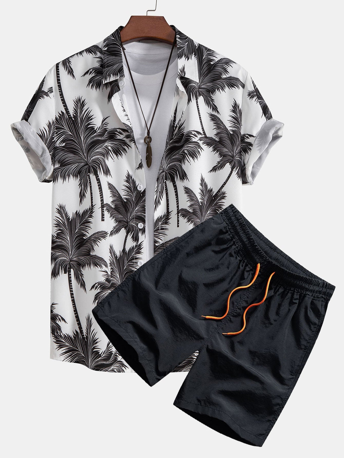 Ensemble homme imprimé manches courtes, coloris Noir & Blanc