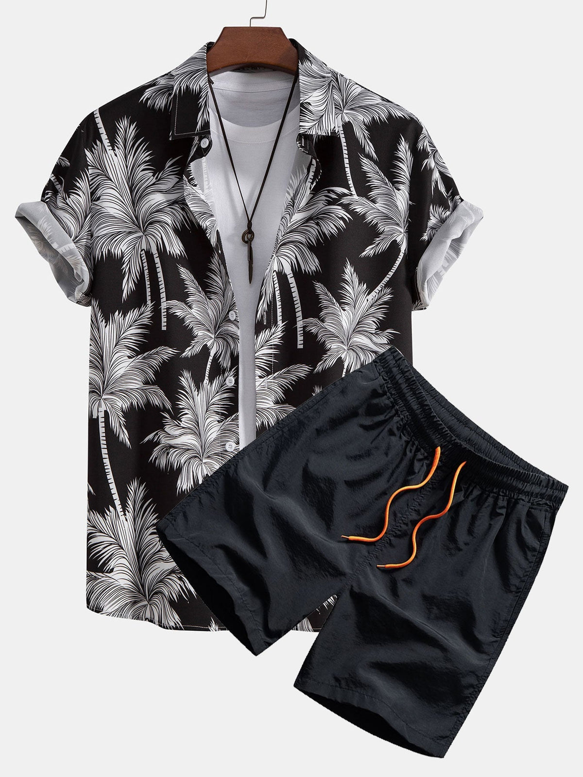 Ensemble homme imprimé manches courtes, coloris Noir