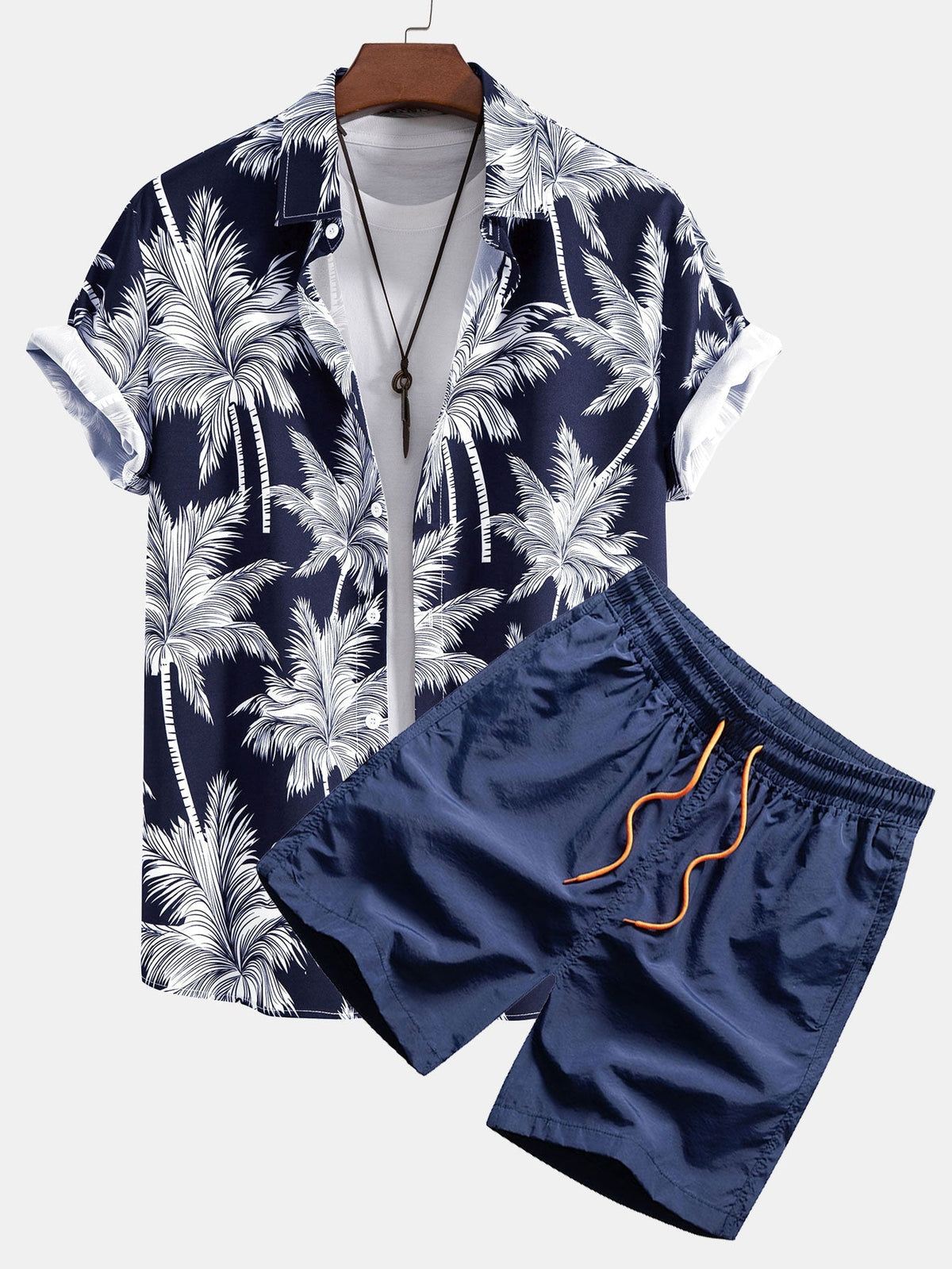 Ensemble homme imprimé manches courtes, coloris Bleu marine