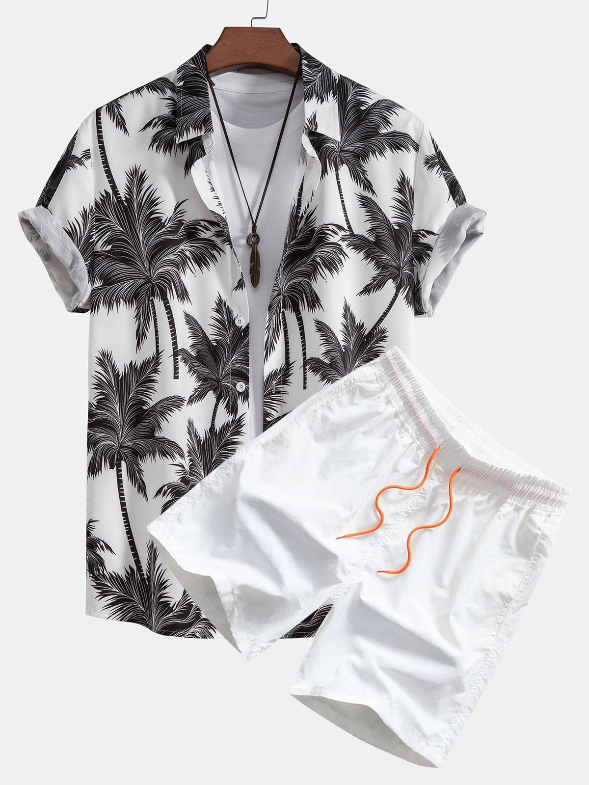 Ensemble homme imprimé manches courtes, coloris Blanc