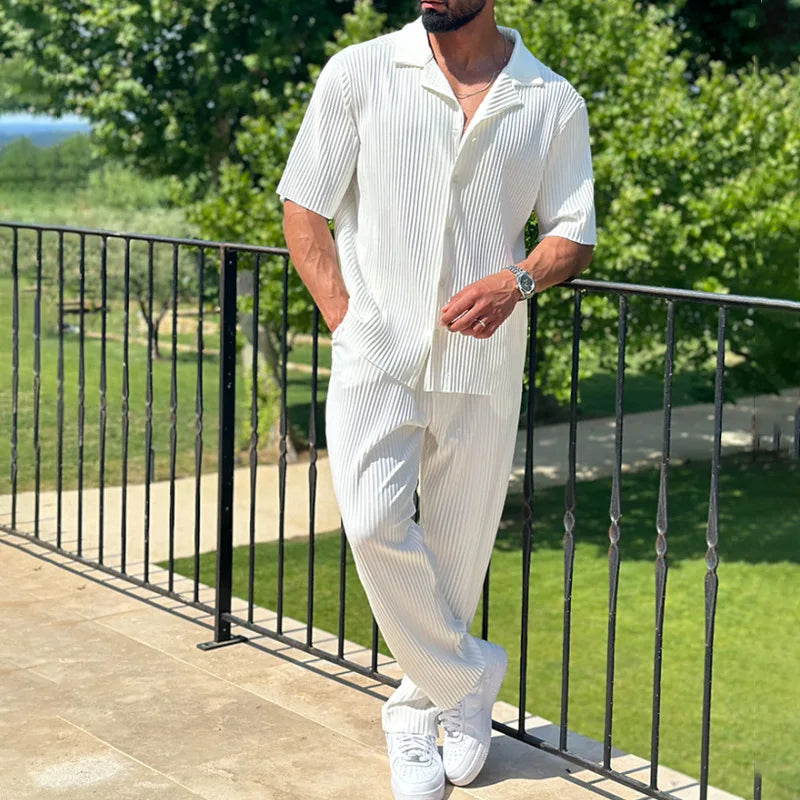 Ensemble homme plissé, coloris Blanc