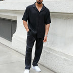 Ensemble homme plissé, coloris Noir