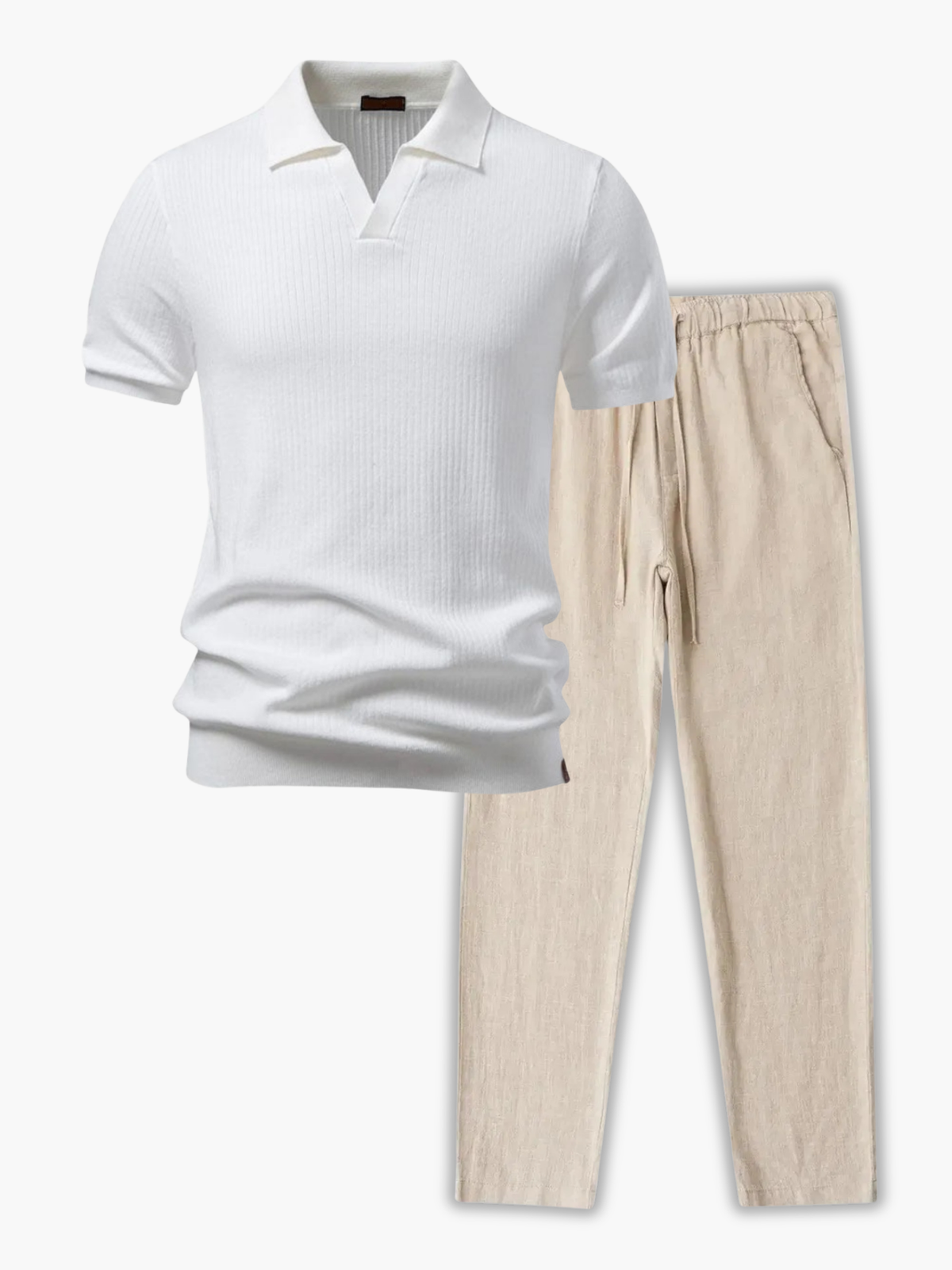Ensemble homme polo côtelé, coloris Blanc