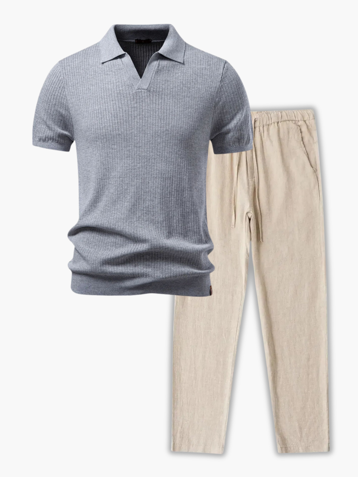 Ensemble homme polo côtelé, coloris Gris