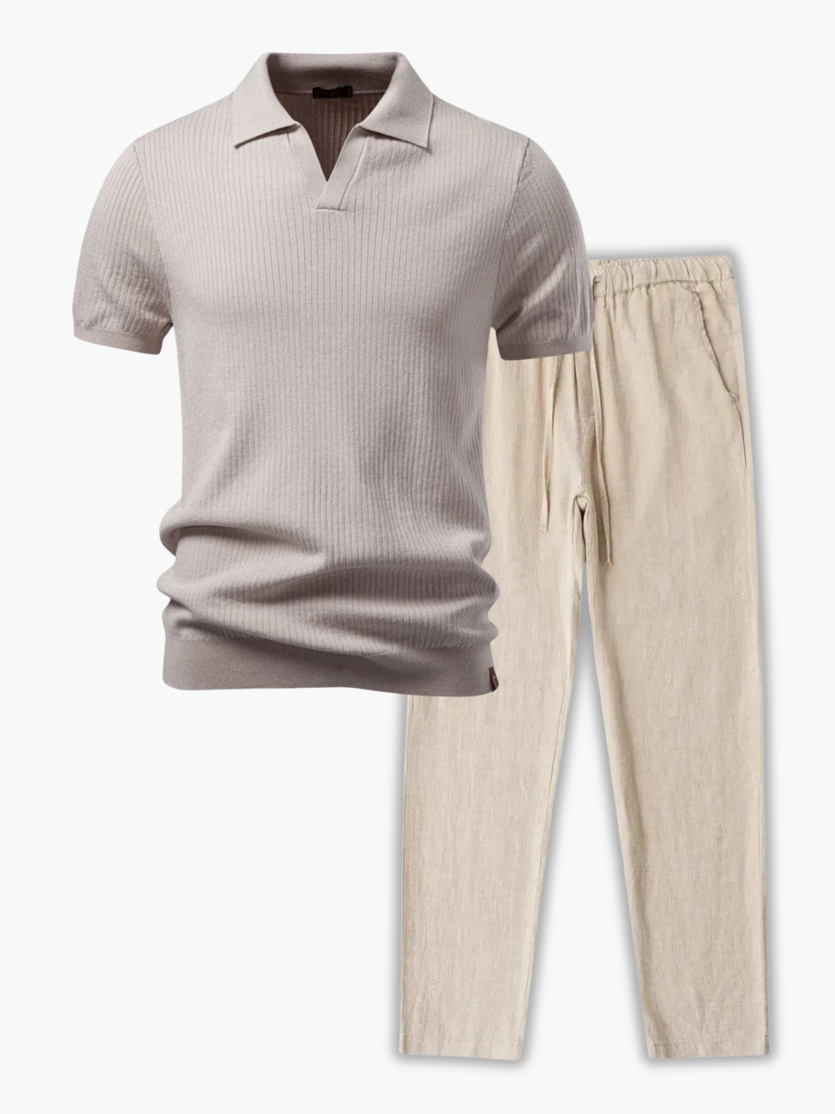 Ensemble homme polo côtelé, coloris Kaki