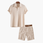 Ensemble homme polo et short, coloris Beige