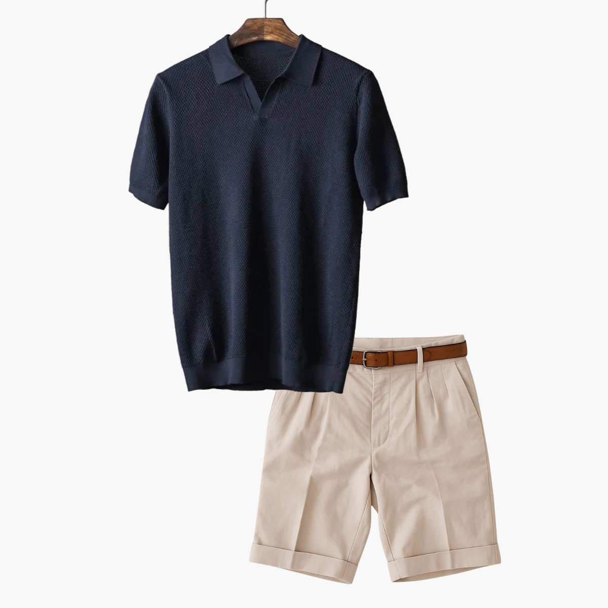 Ensemble homme polo en maille, coloris Bleu marine