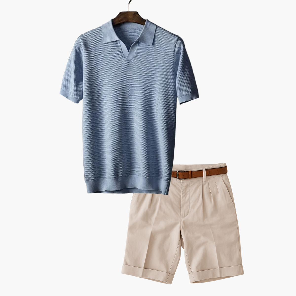 Ensemble homme polo en maille, coloris Bleu clair