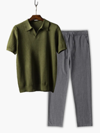 Ensemble homme polo maille texturée, coloris Vert