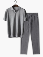 Ensemble homme polo maille texturée, coloris Gris