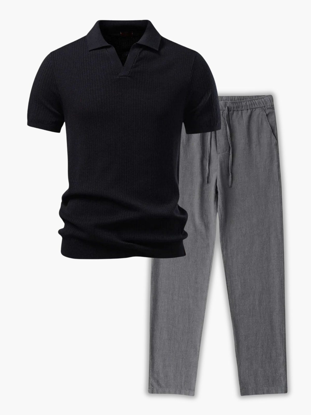 Ensemble homme polo manches courtes, coloris Noir